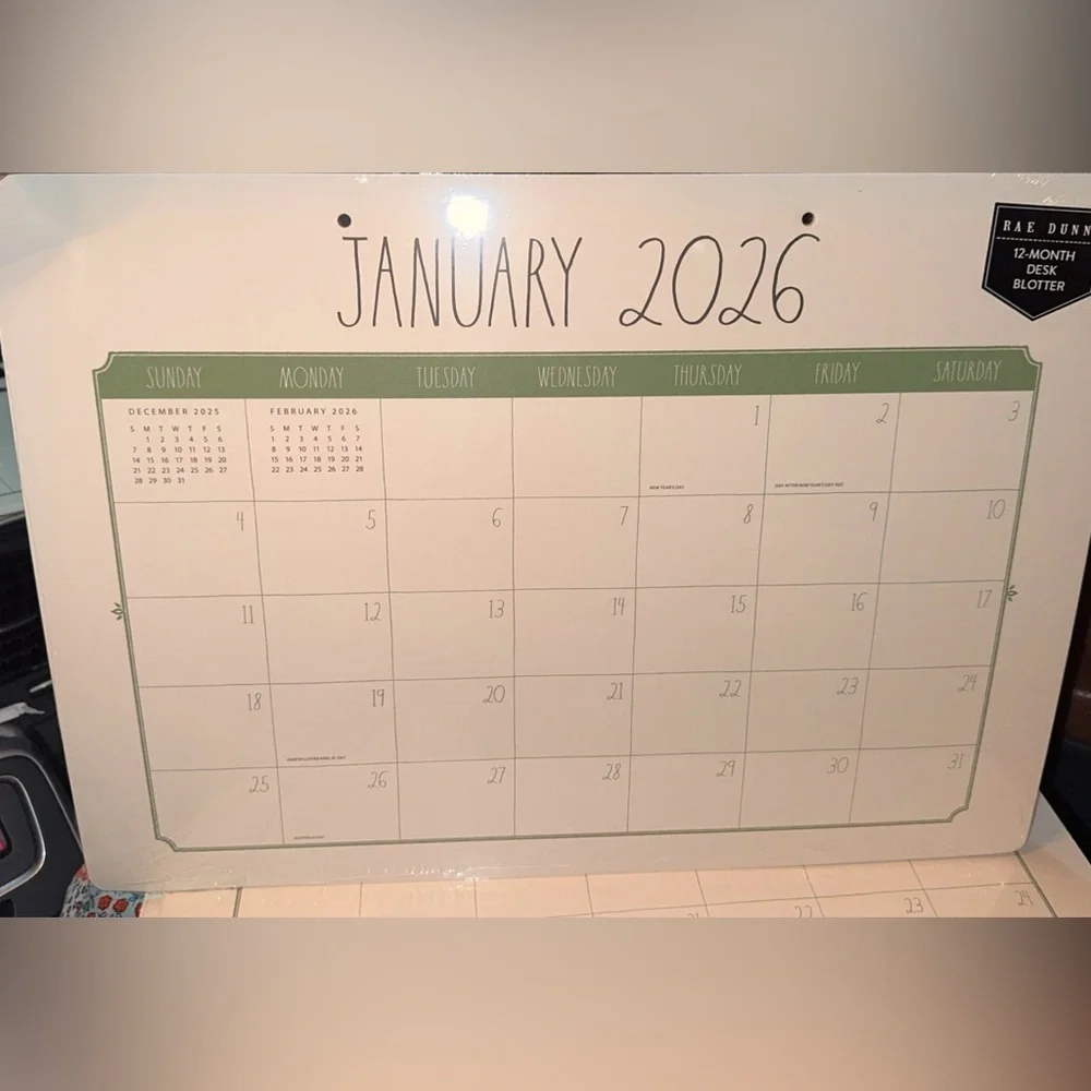 SALE NWT Rae Dunn January-December 26’ LRG Desk Blotter Monthly Planner Calendar